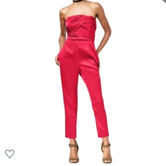 red satin jumpsuit